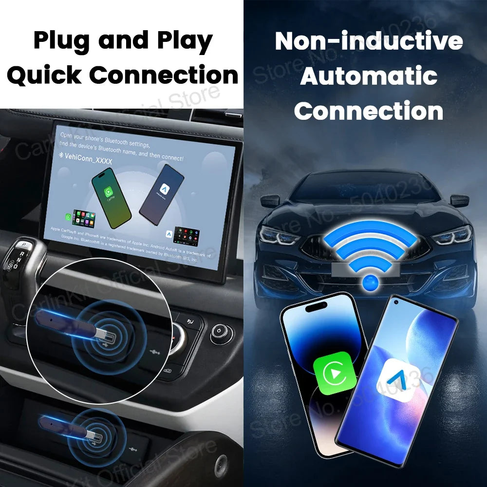 CarlinKit 5.0 Wireless Adapter Mini Ultra | Wireless Android Auto and CarPlay USB Dongle