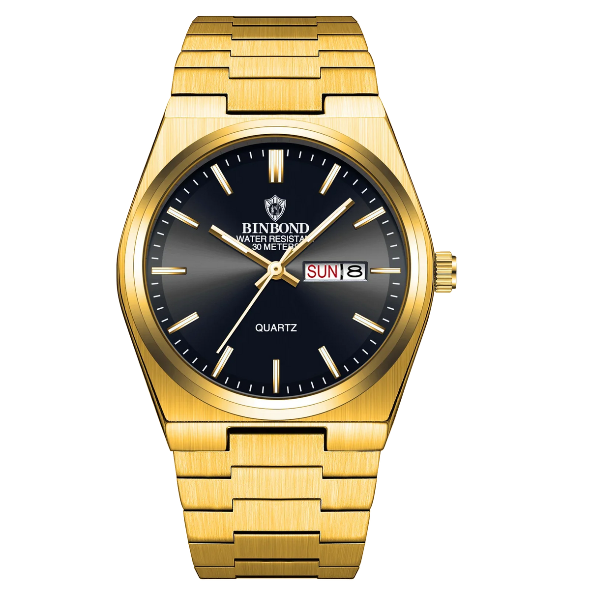 BINBOND Luxury Fashion Man Clock Top Business Waterproof Luminous Date Week Men's Watches Quartz Stainless Steel Men Wristwatch