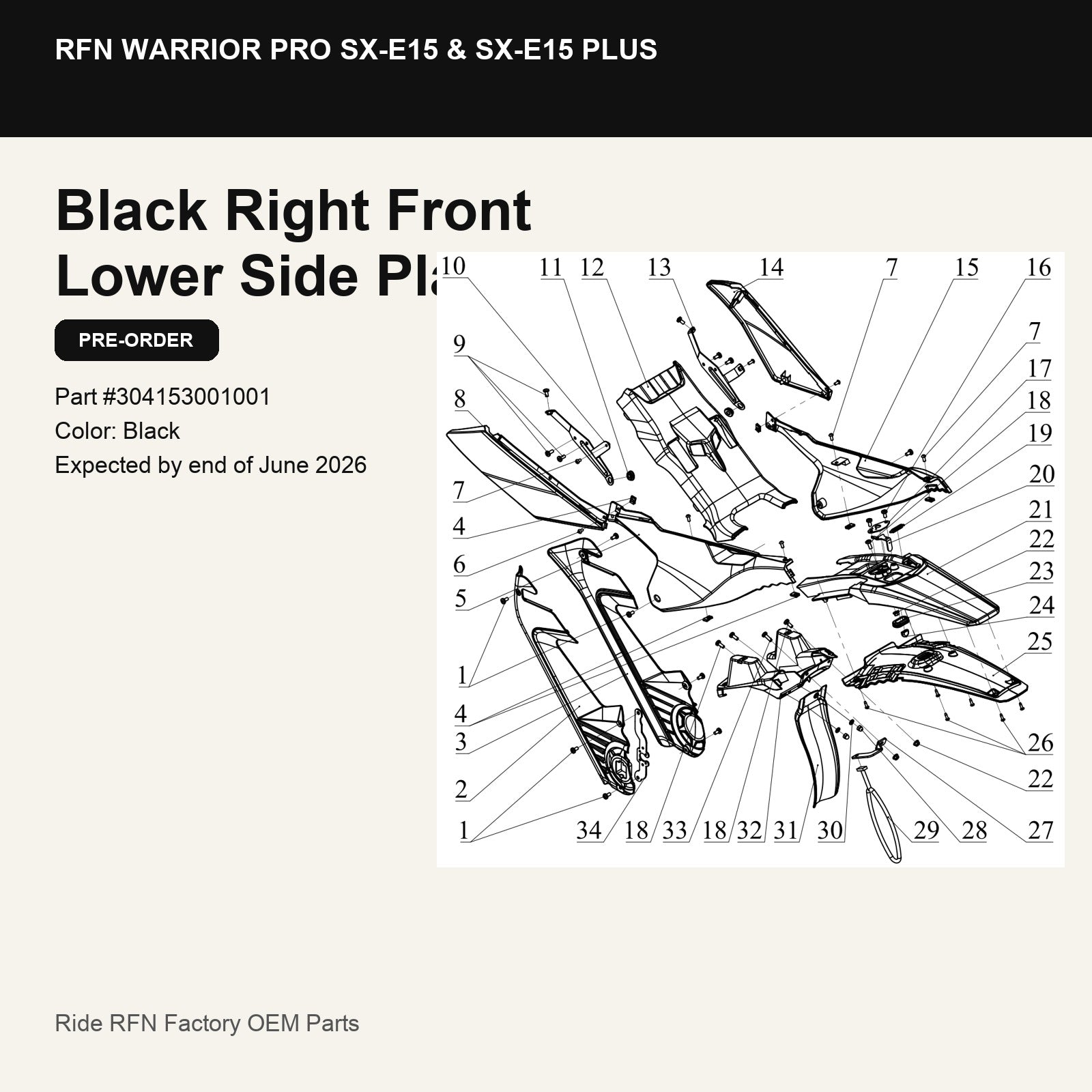 Right Front Lower Side Plastic For RFN Warrior Pro SX-E15 & SX-E15 Plus