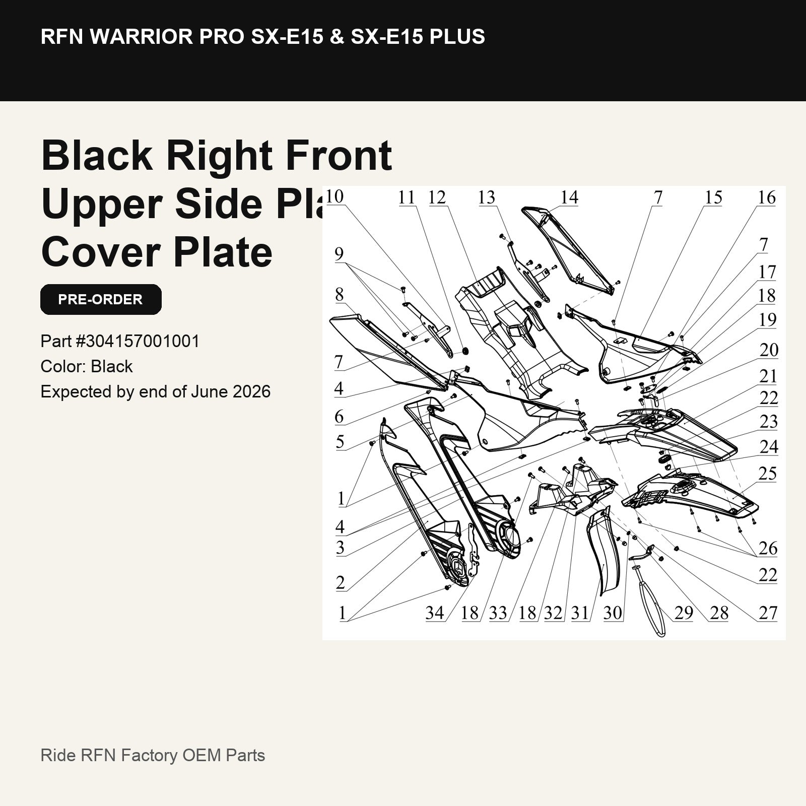 Right Front Upper Side Plate Cover Plate For RFN Warrior Pro SX-E15 & SX-E15 Plus