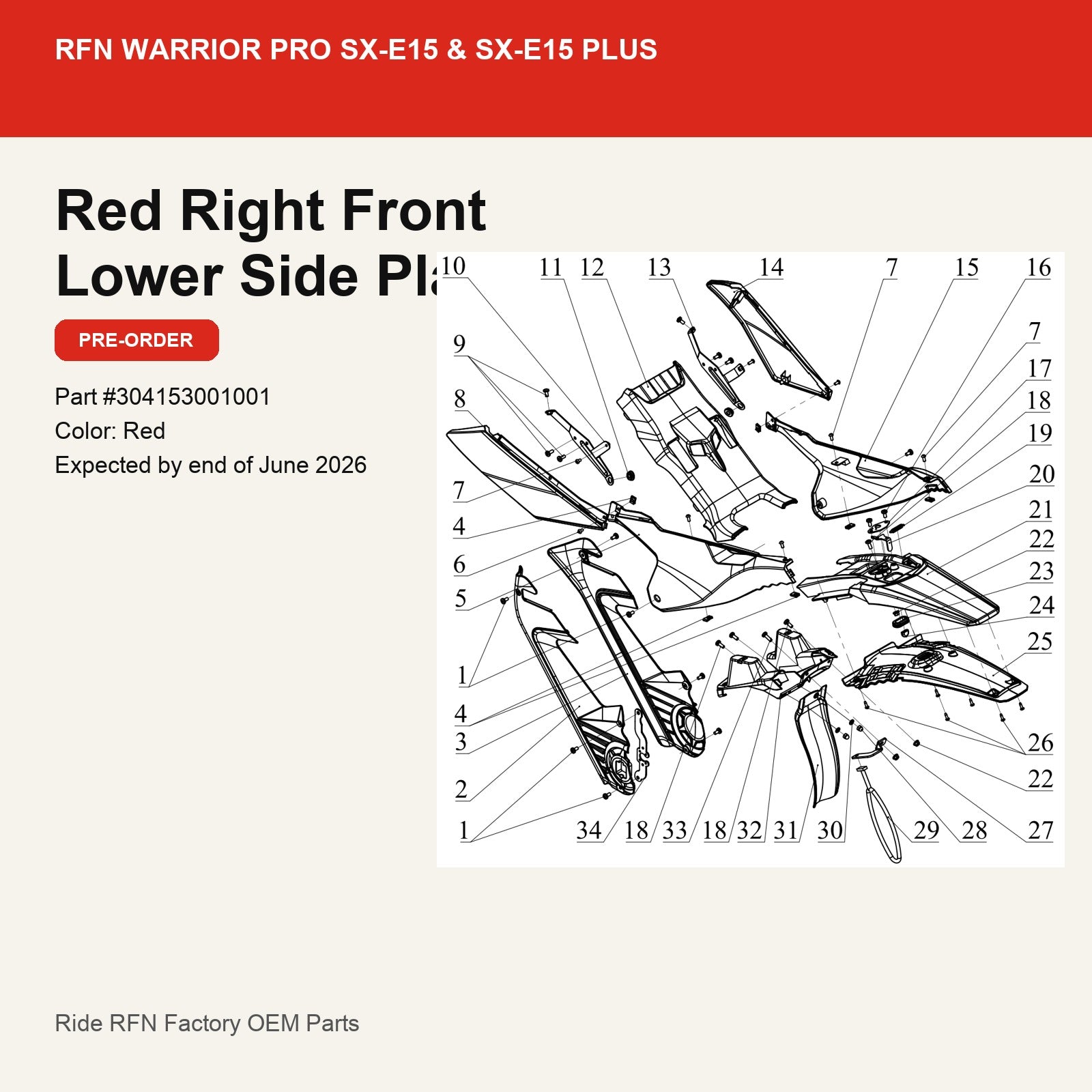 Right Front Lower Side Plastic For RFN Warrior Pro SX-E15 & SX-E15 Plus