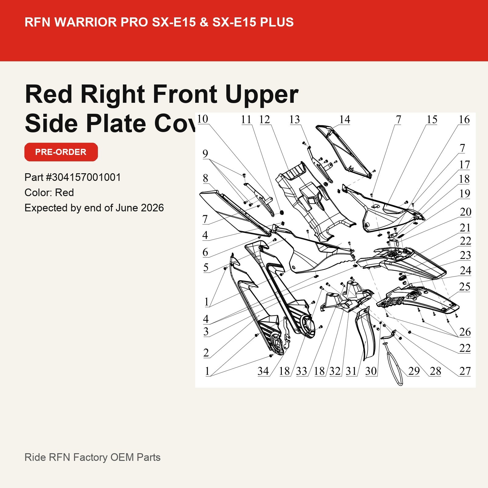 Right Front Upper Side Plate Cover Plate For RFN Warrior Pro SX-E15 & SX-E15 Plus